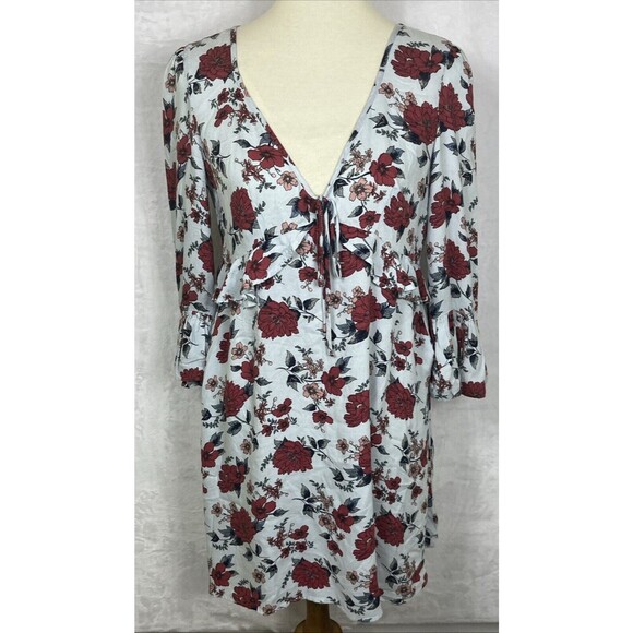 American Eagle Outfitters Floral Dress Lt Blue Red Size Small - Picture 1 of 10